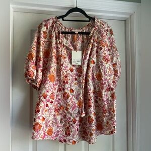 NEW Floral Print Blouse - Pink and Orange SIZE XXL